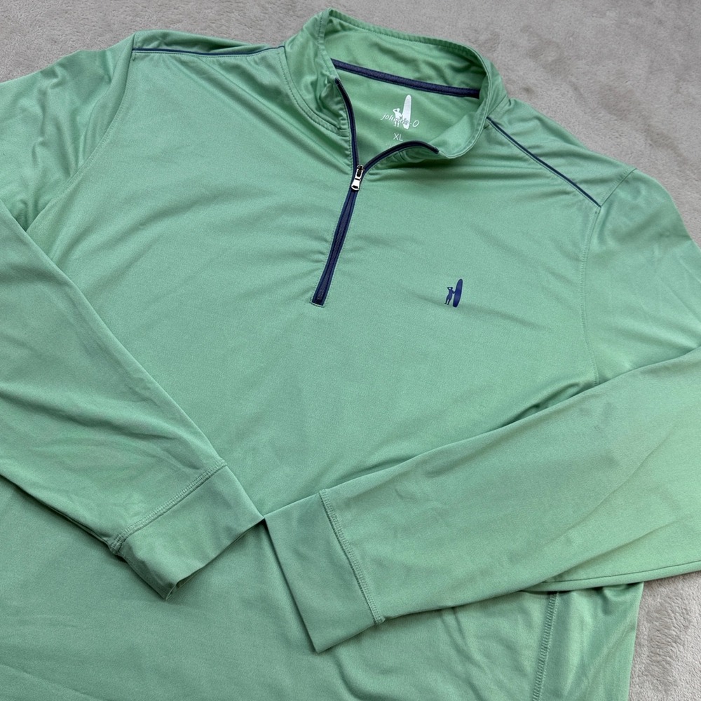 Johnnie-O Pullover Mens XL Pear Green 1/4 Zip Performance Stretch Preppy Light